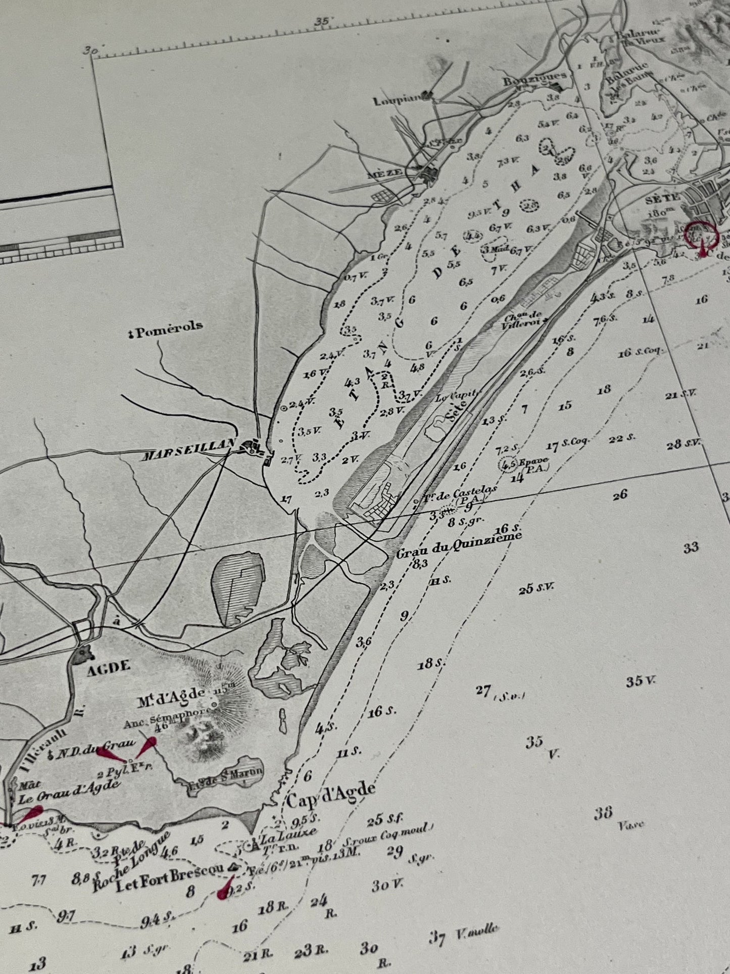 Carte geographique ancienne cote Herault