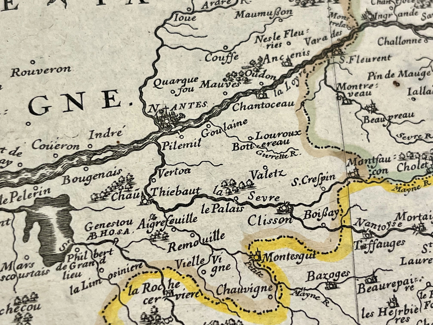 Carte geographique ancienne cours de la Loire