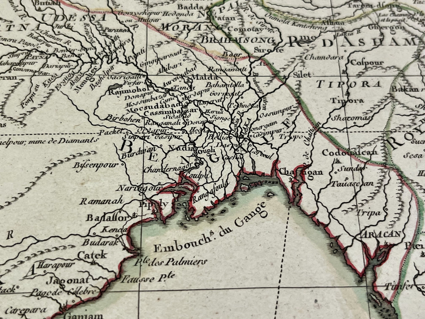 Carte geographique ancienne delta Gange