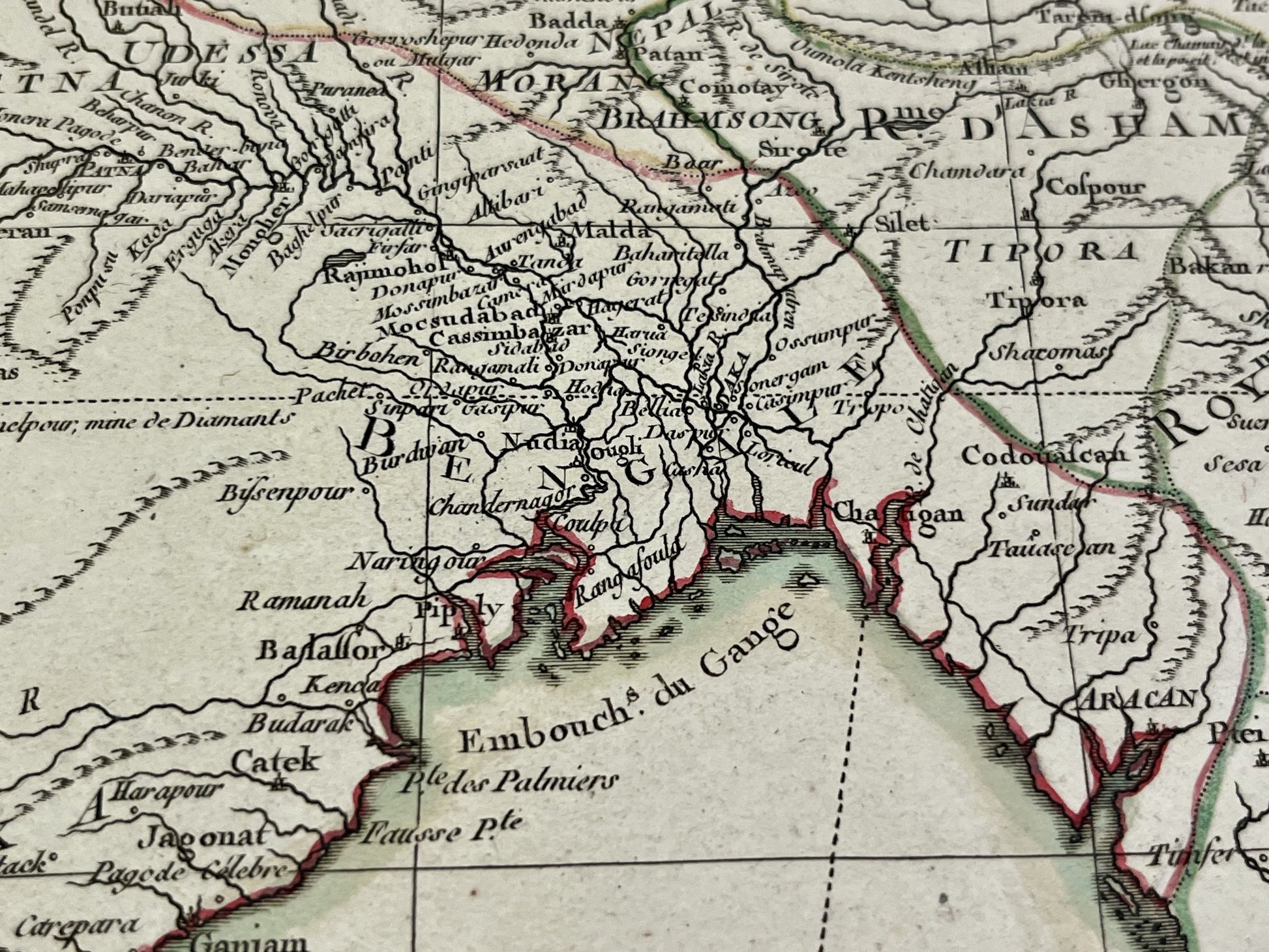 Carte geographique ancienne delta Gange