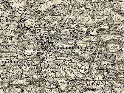 Carte geographique ancienne la Rochefoucauld