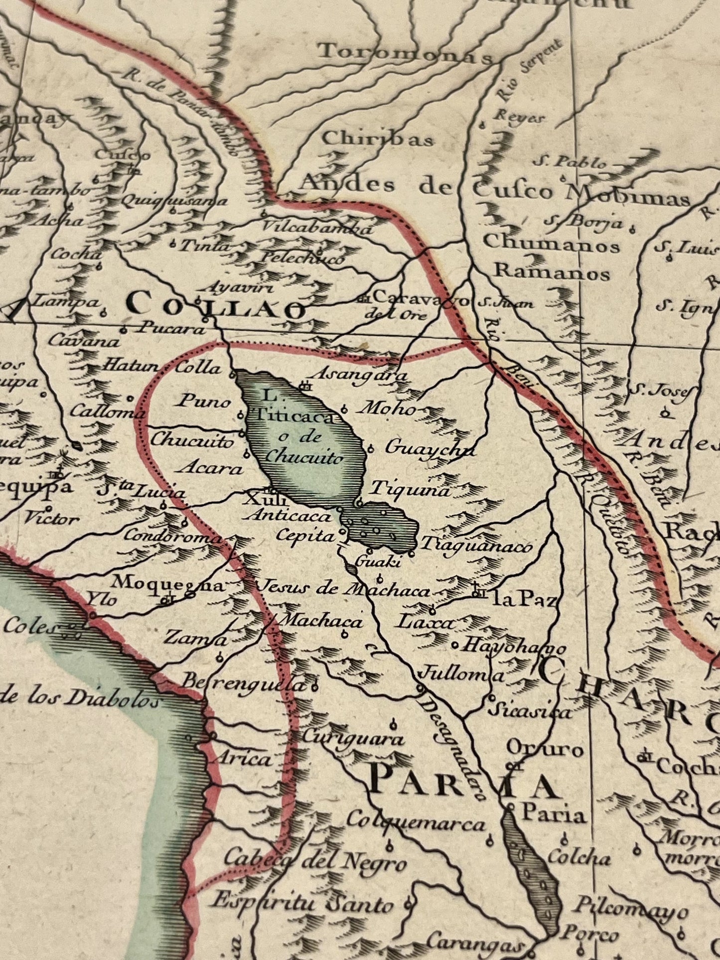 Carte geographique ancienne lac Titicaca