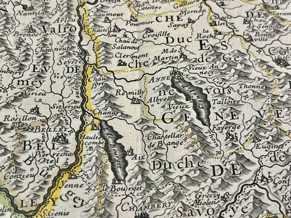 Carte geographique ancienne lacs Annecy et Bourget