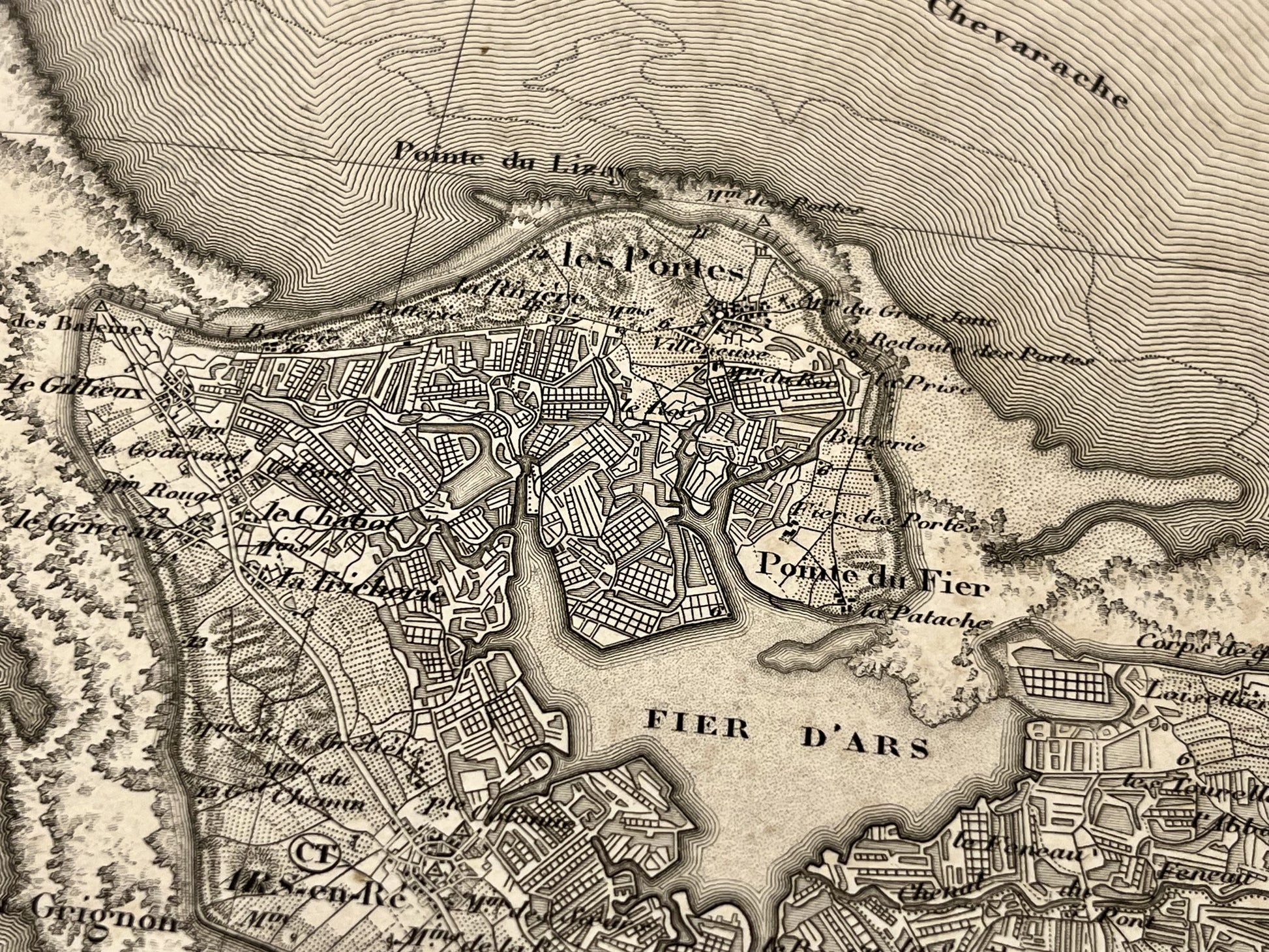 Carte geographique ancienne les Portes Ile de Re