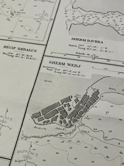 Carte geographique ancienne mouillages ports mer Rouge