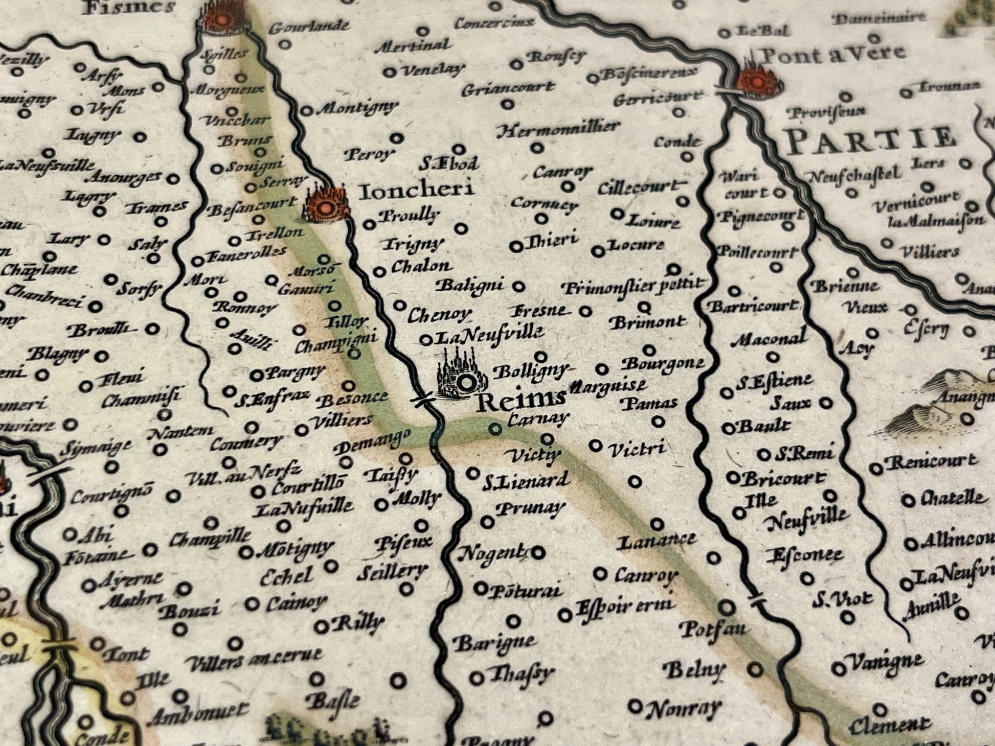 Carte geographique ancienne region Reims