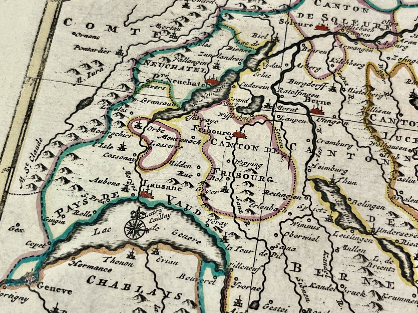 Carte geographique ancienne suisse par Van der Aa