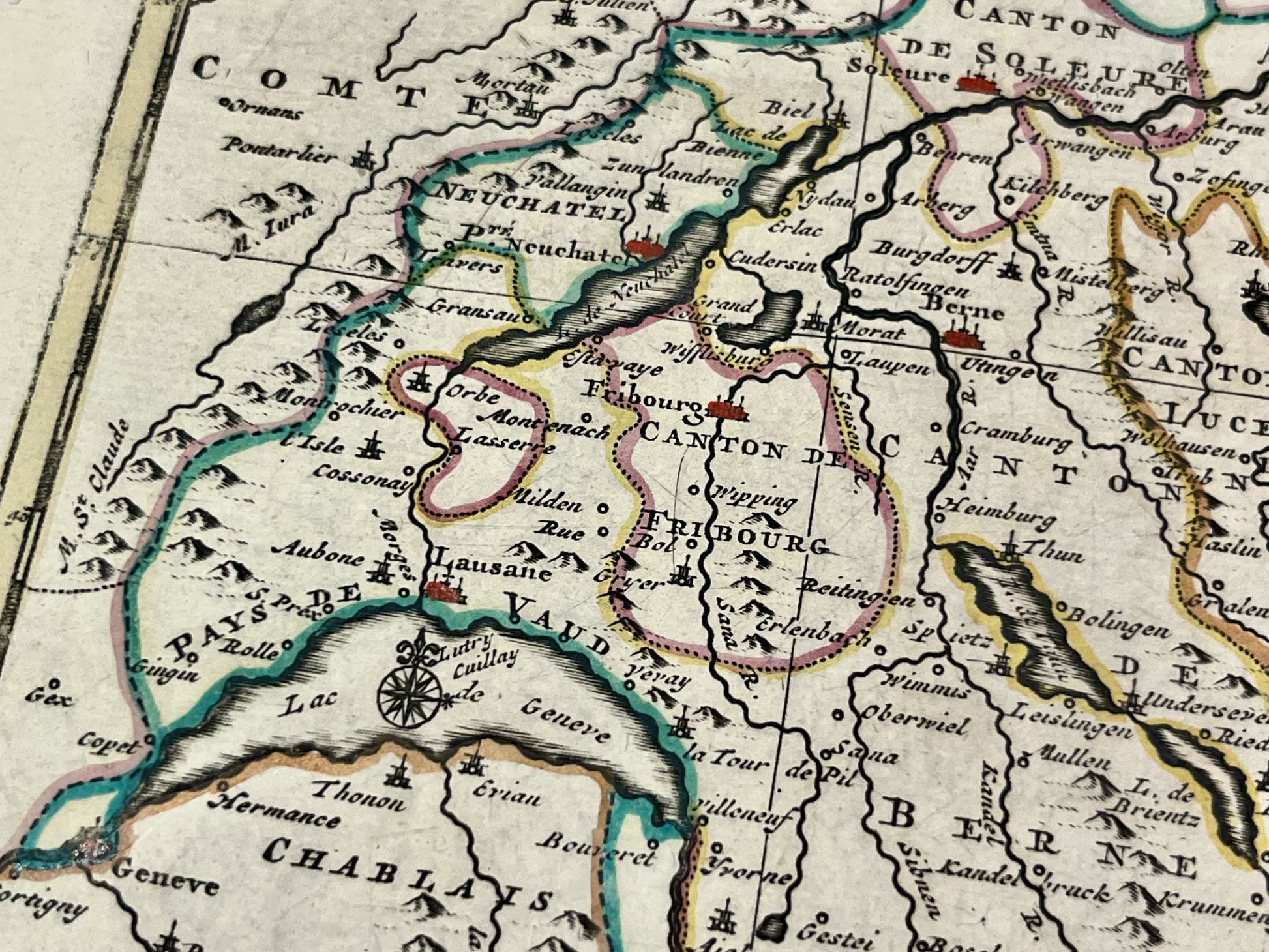 Carte geographique ancienne suisse par Van der Aa