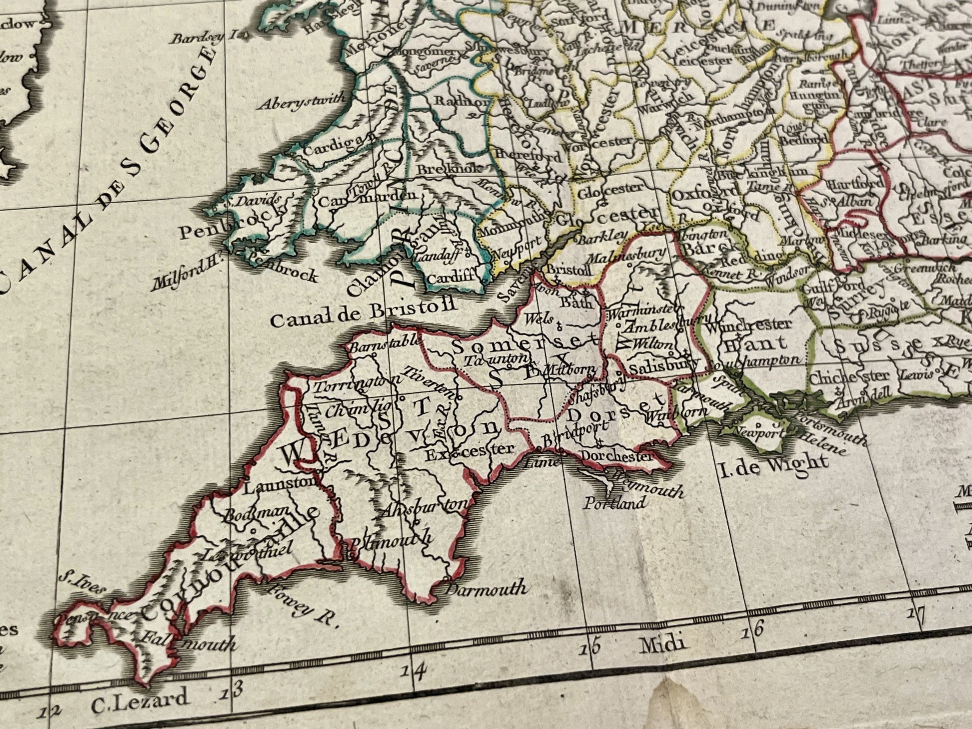 Carte geographique authentique Angleterre