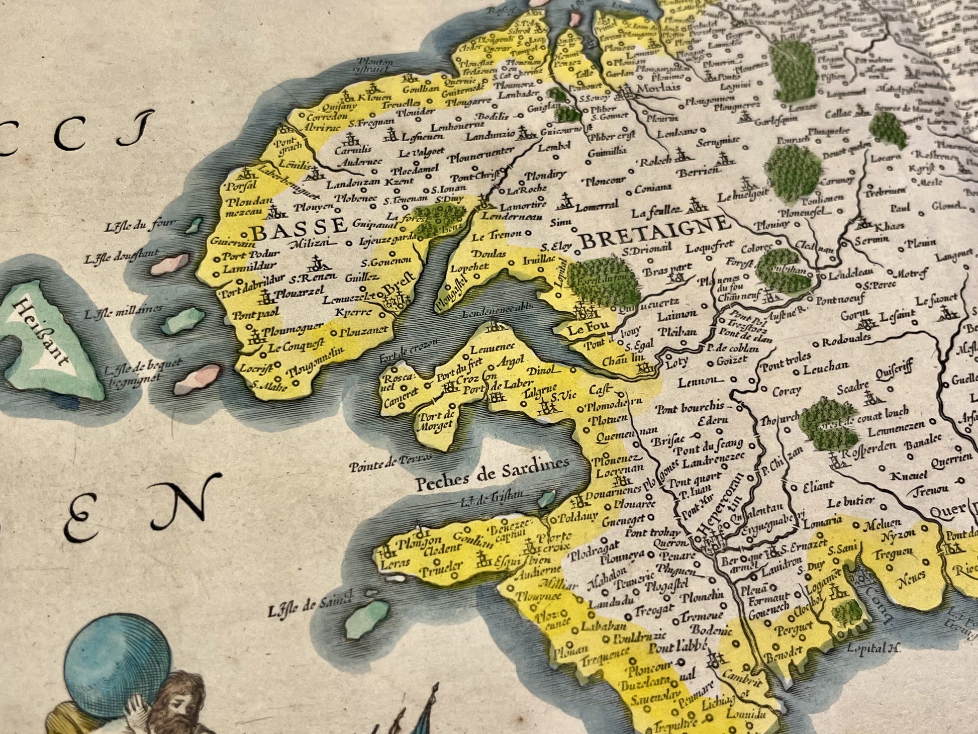 Carte geographique authentique Bretagne