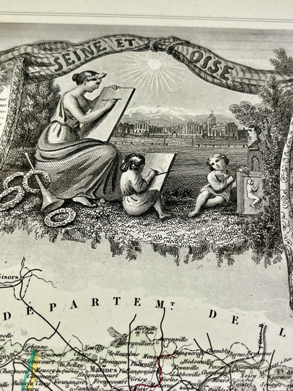 Carte geographique authentique Seine-et-Oise