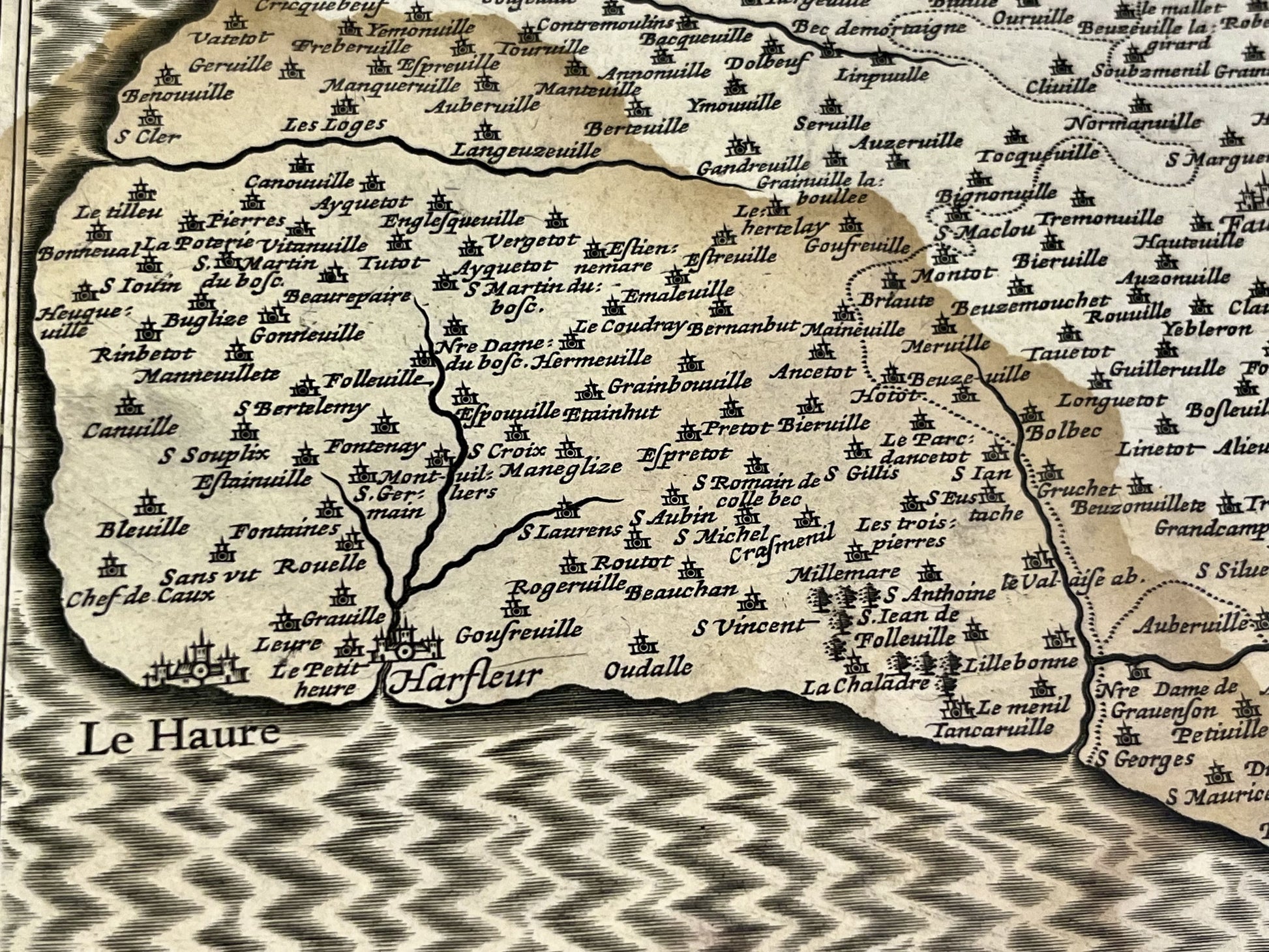 Carte geographique authentique le Havre Pays de Caux