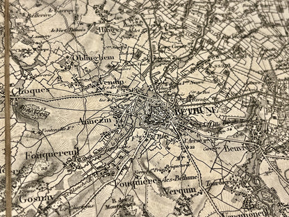 Carte geographique militaire ancienne Bethune