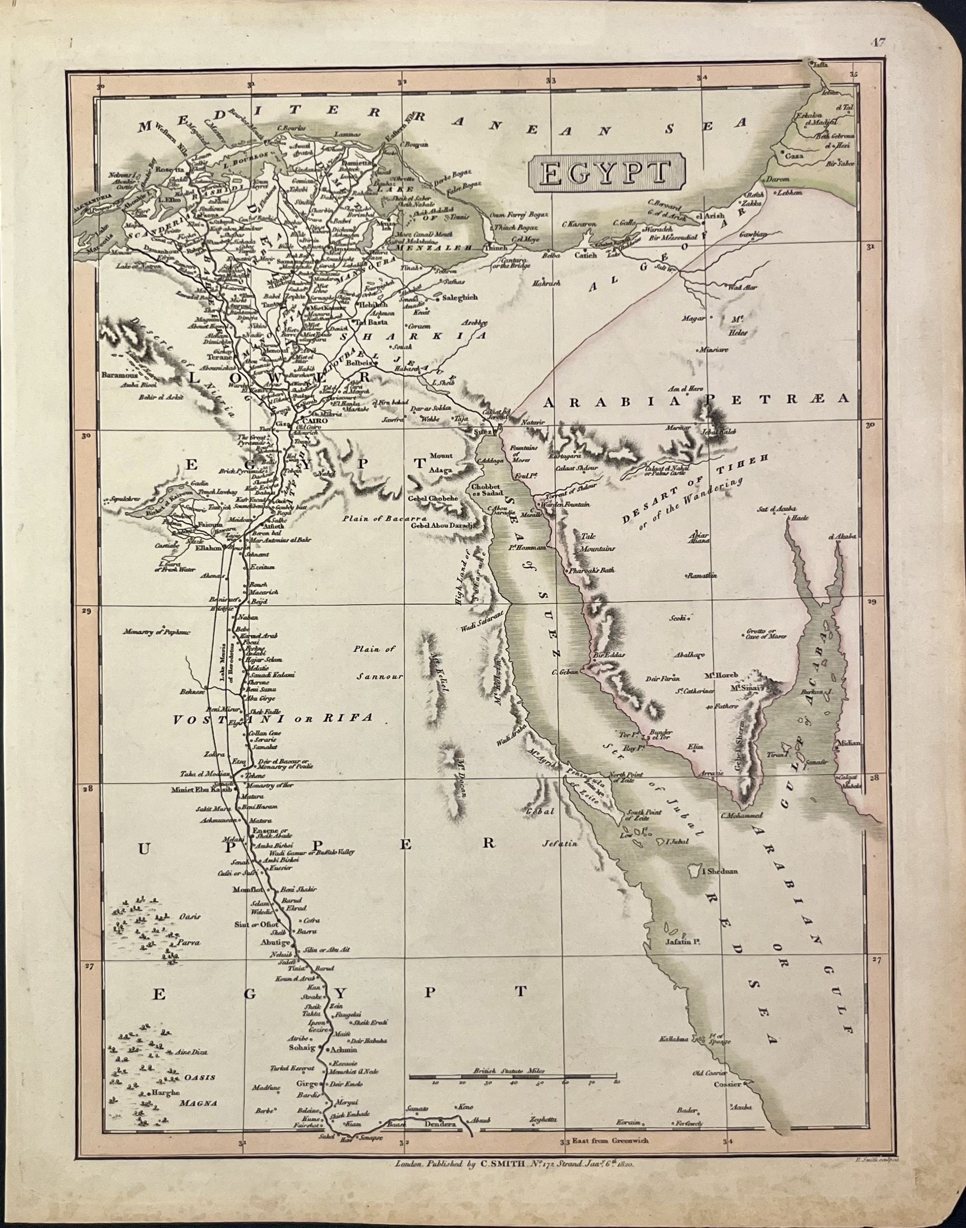 Carte géographique vintage Egypte