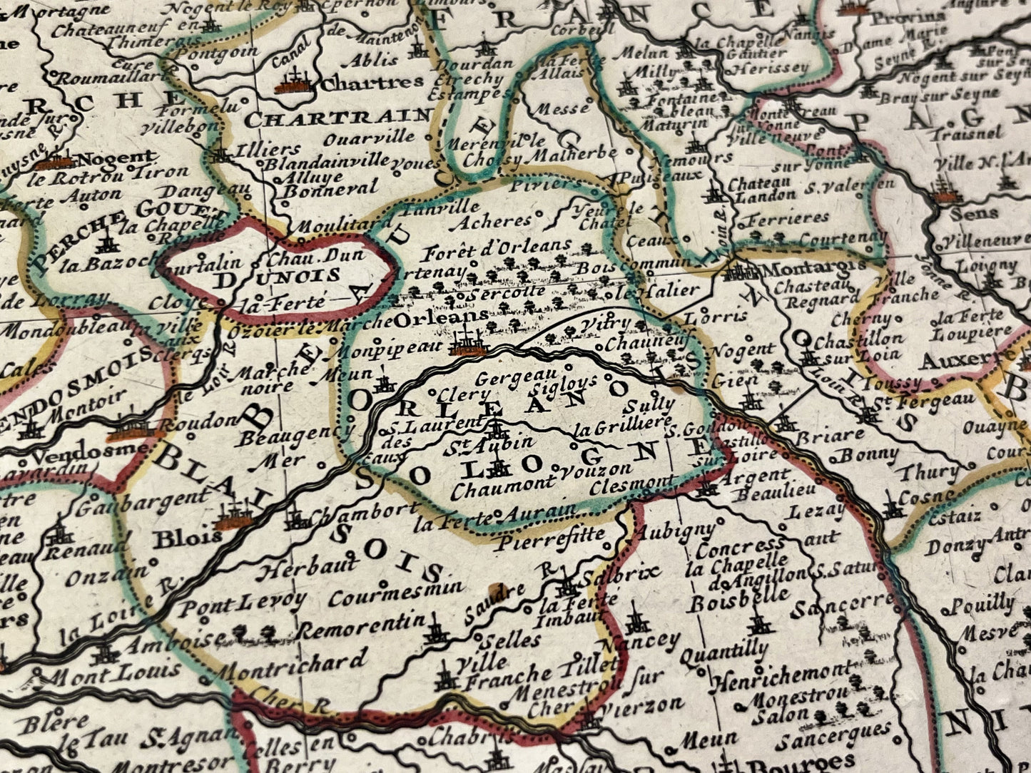 Carte geographique vintage Orleanais