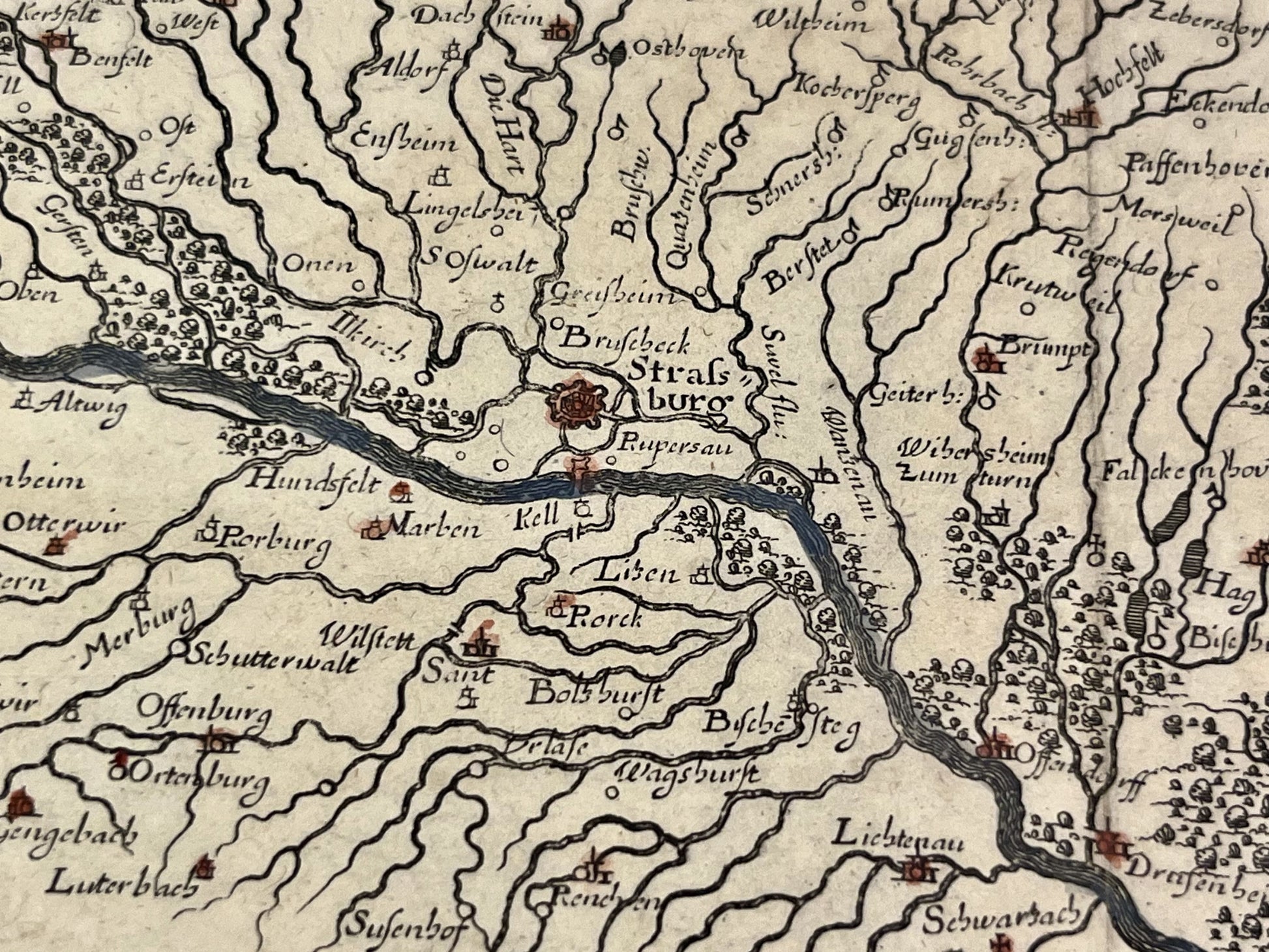 Carte geographique vintage Strasbourg et environs