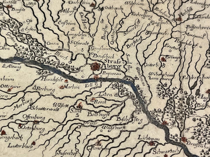 Carte geographique vintage Strasbourg et environs