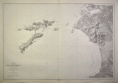Carte marine ancienne Abords Sud Marseille
