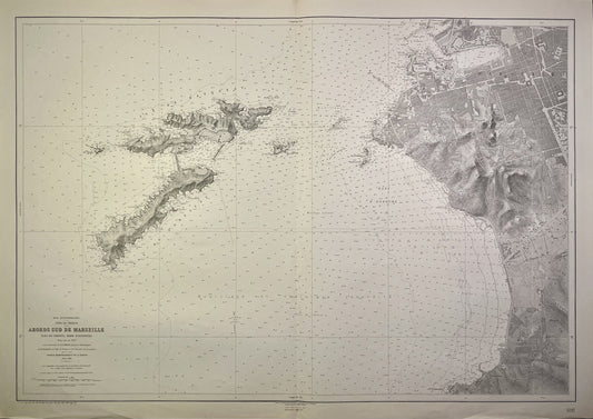 Carte marine ancienne Abords Sud Marseille
