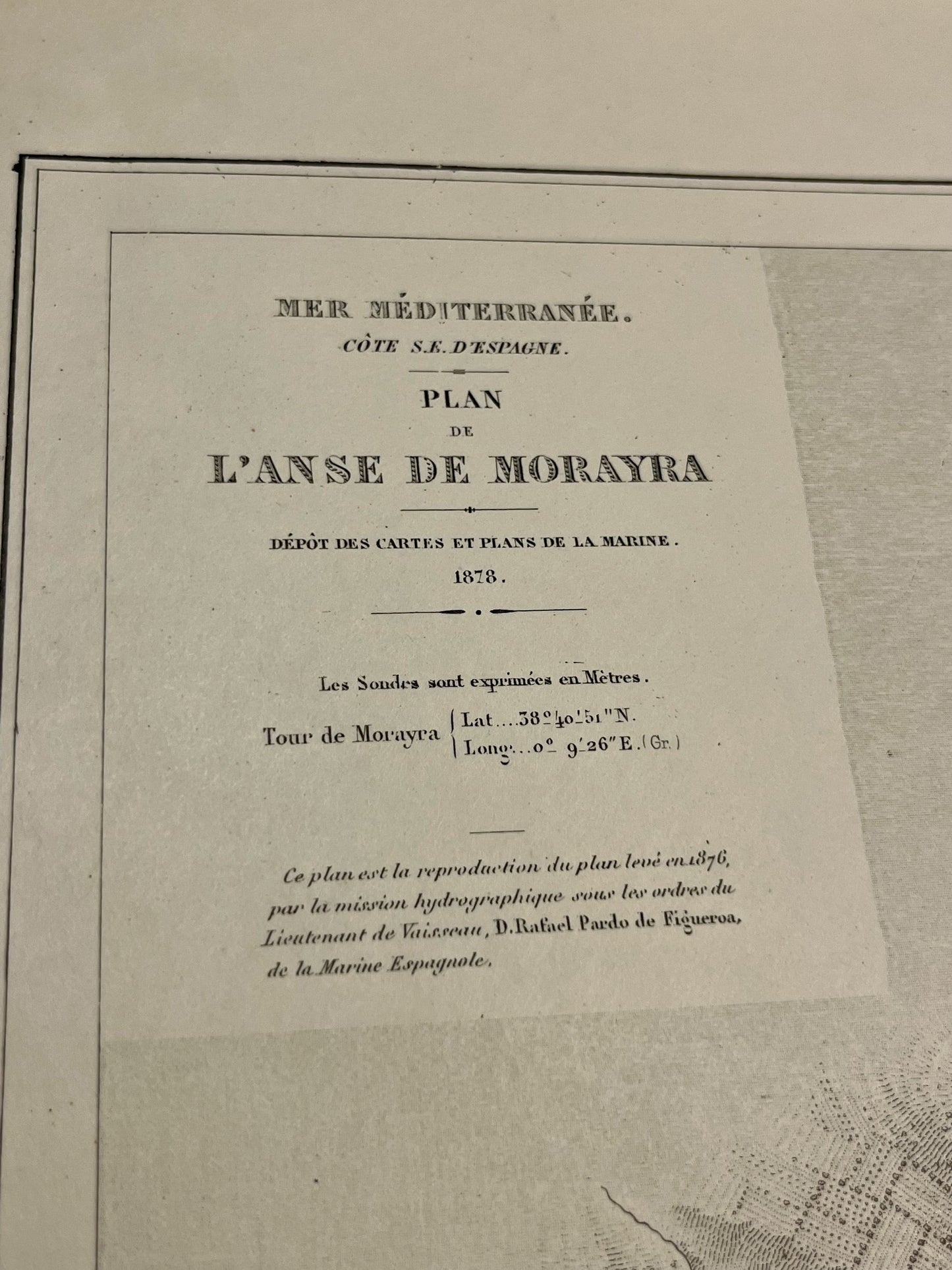 Carte marine ancienne Anse de Moraira