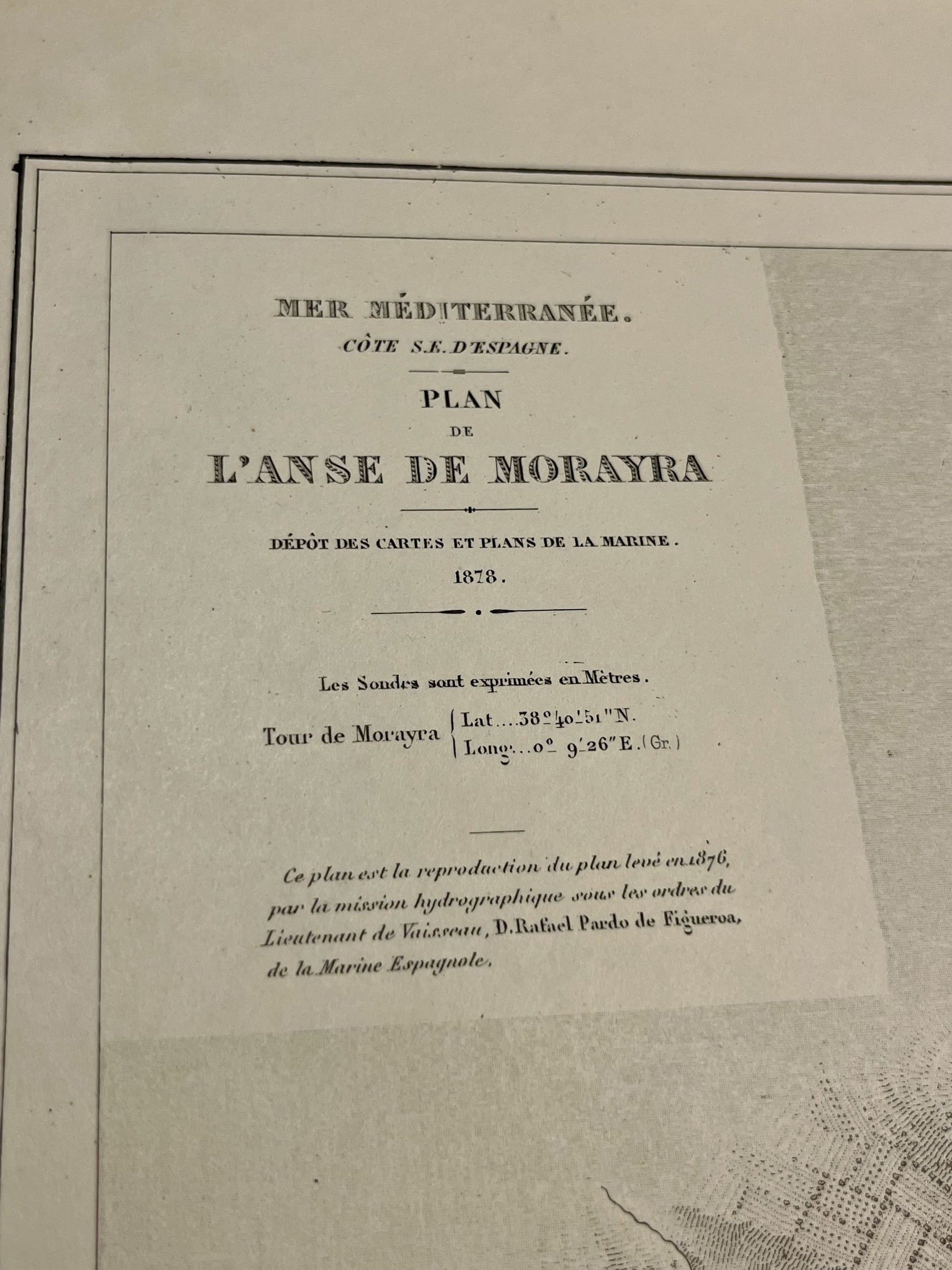 Carte marine ancienne Anse de Moraira