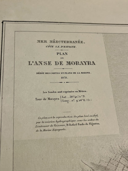 Carte marine ancienne Anse de Moraira