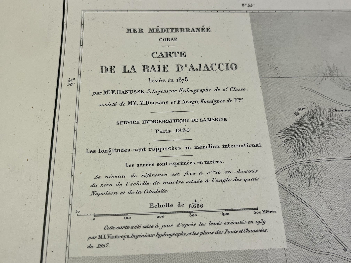 Carte marine ancienne Baie Ajaccio