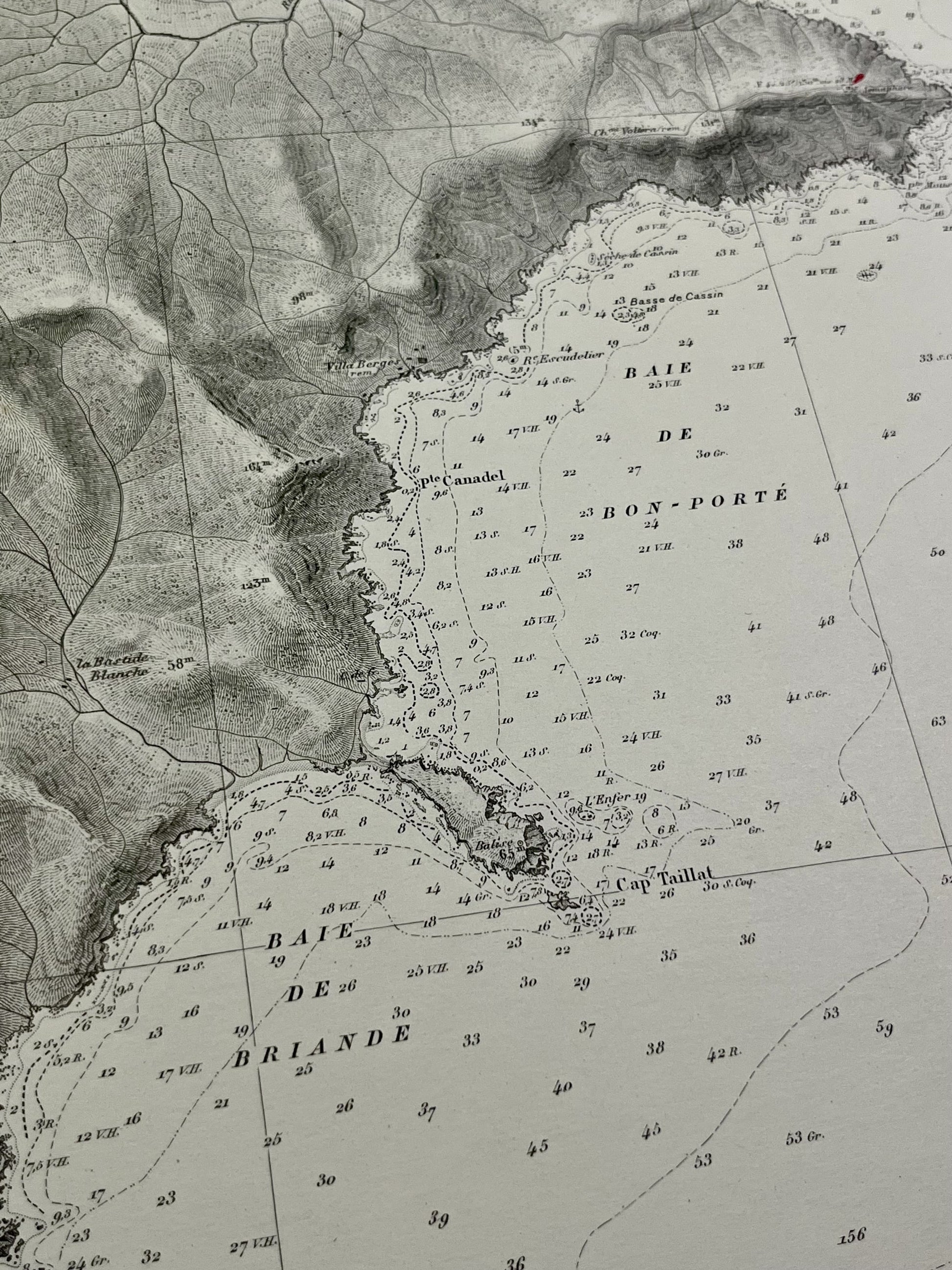 Carte marine ancienne Baie Briande et Bon-Porte
