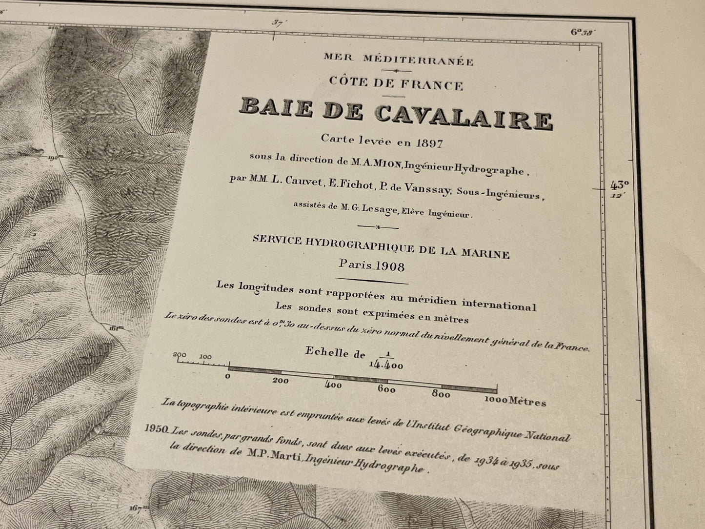 Carte marine ancienne Baie de Calvaire-sur-mer