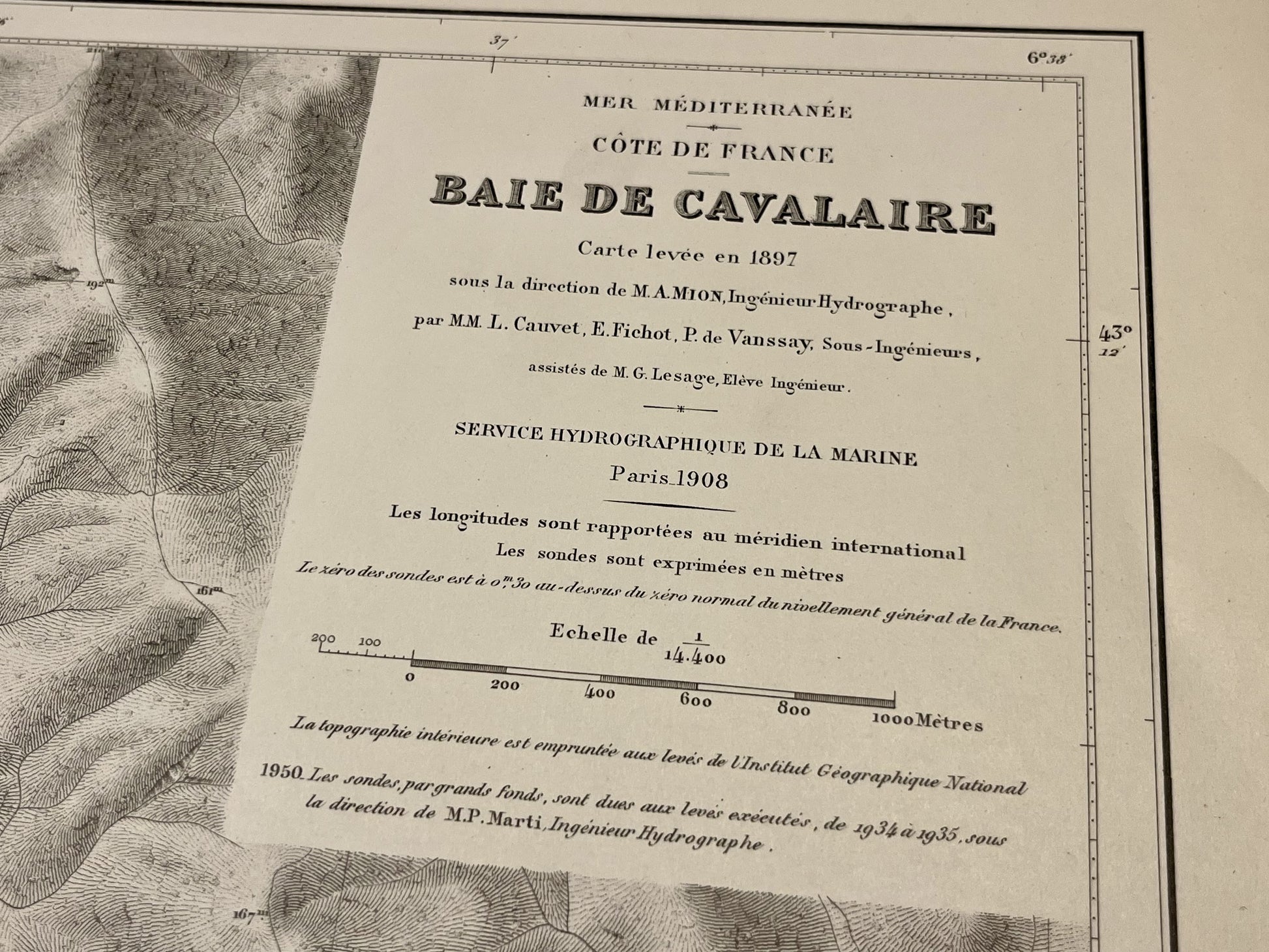 Carte marine ancienne Baie de Calvaire-sur-mer