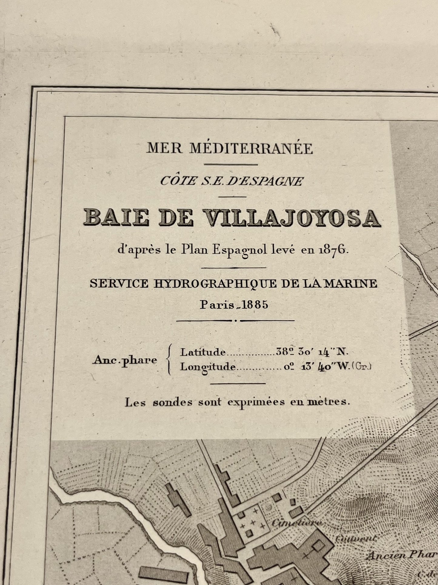 Carte marine ancienne Baie de Villajoyosa