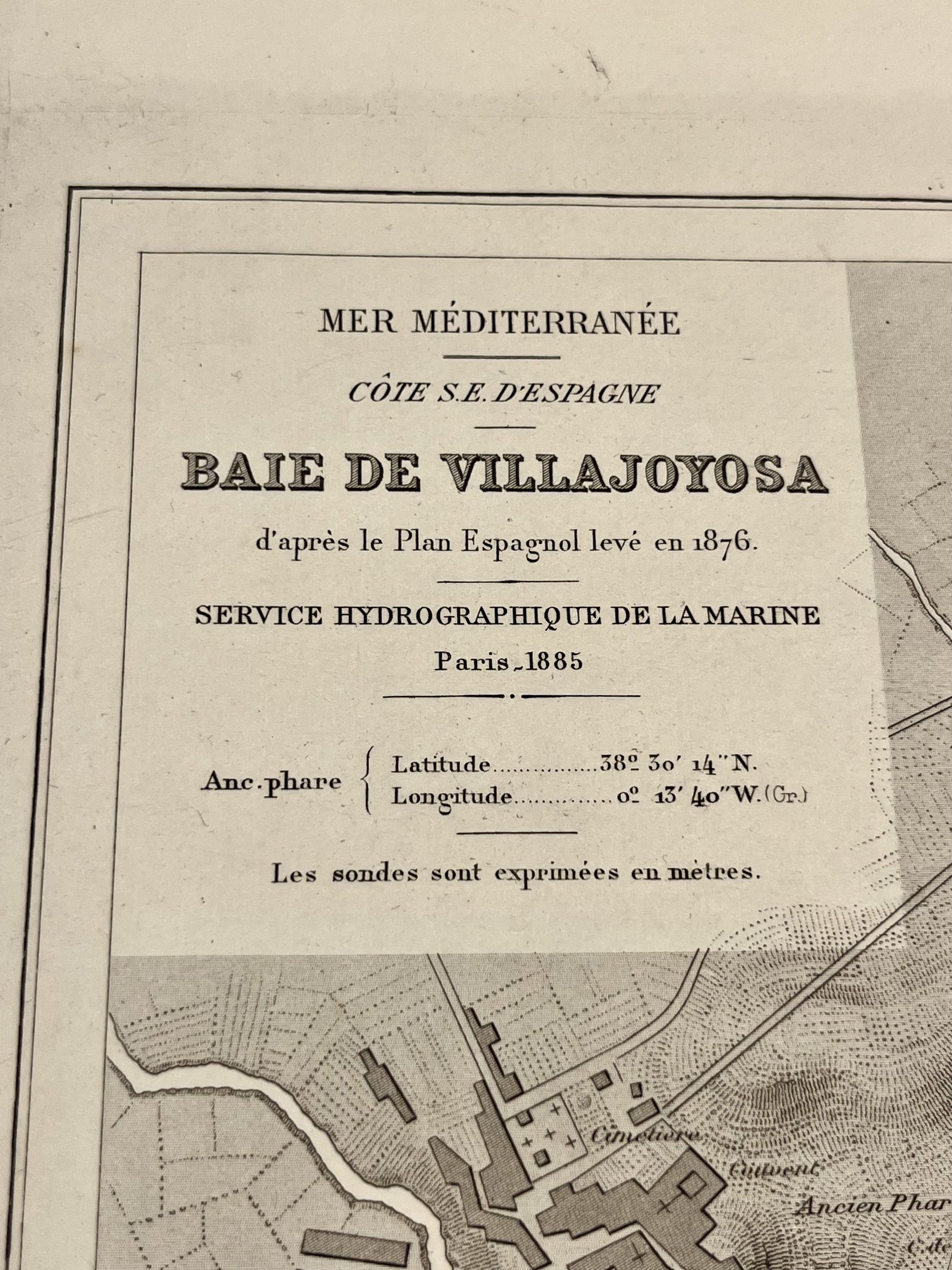 Carte marine ancienne Baie de Villajoyosa
