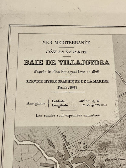 Carte marine ancienne Baie de Villajoyosa