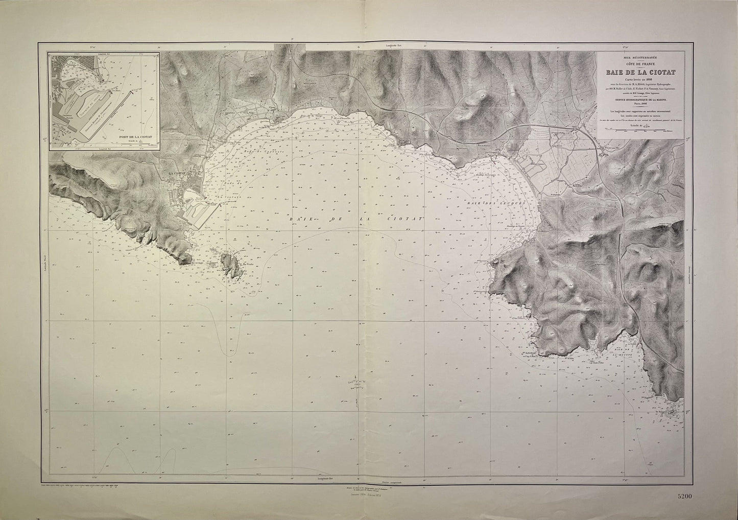 Carte marine ancienne Baie la Ciotat