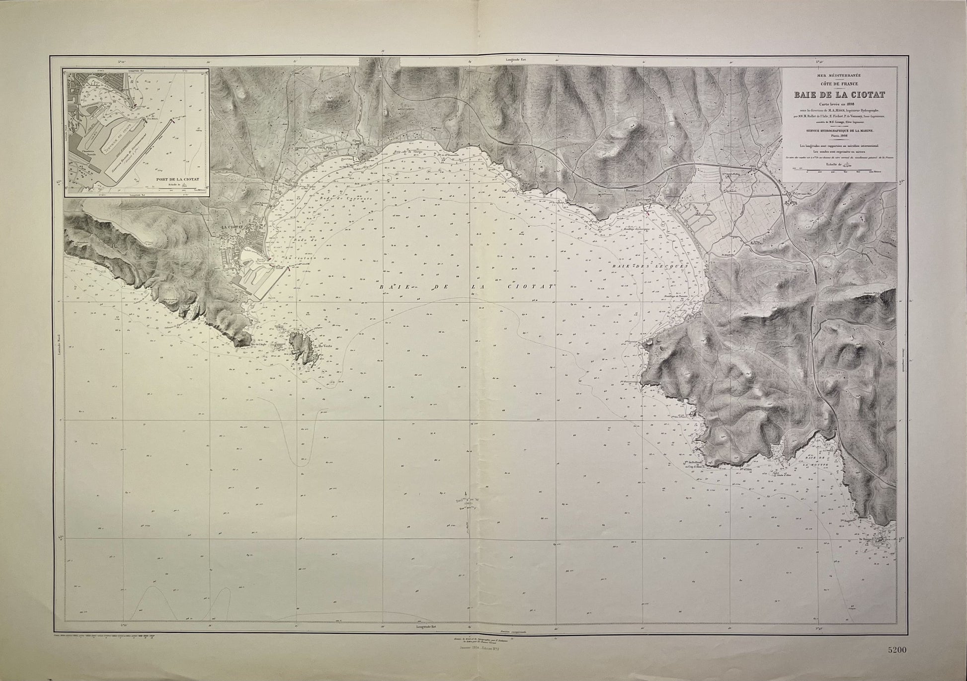 Carte marine ancienne Baie la Ciotat