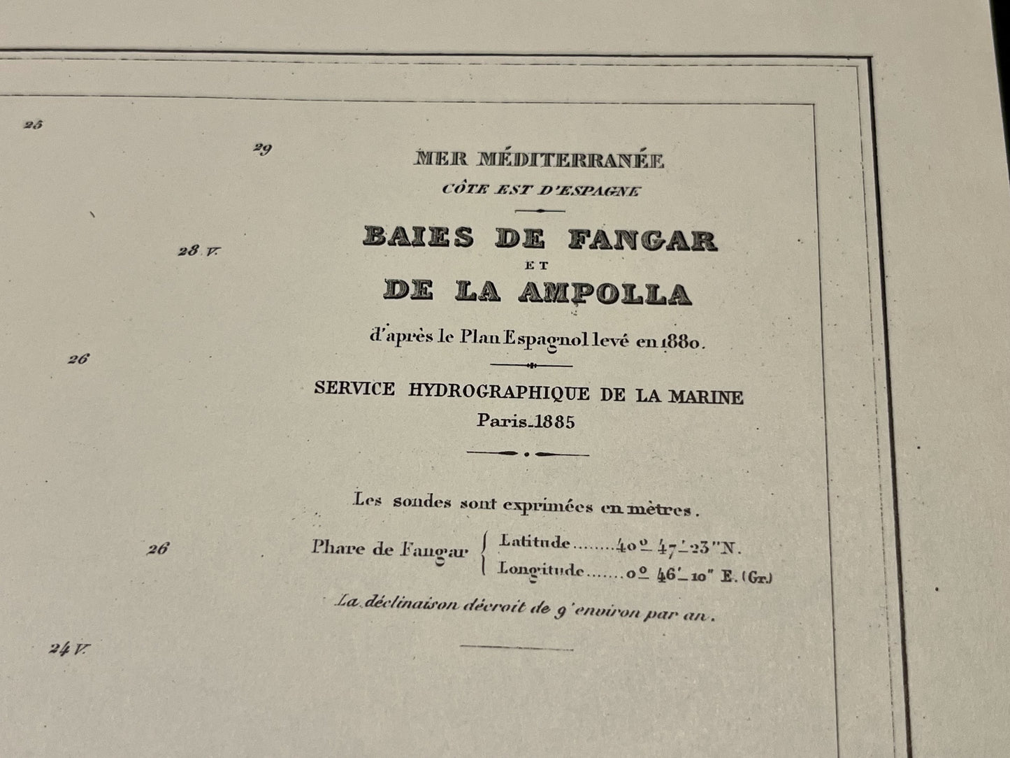 Carte marine ancienne Baies Fangar et Ampolla