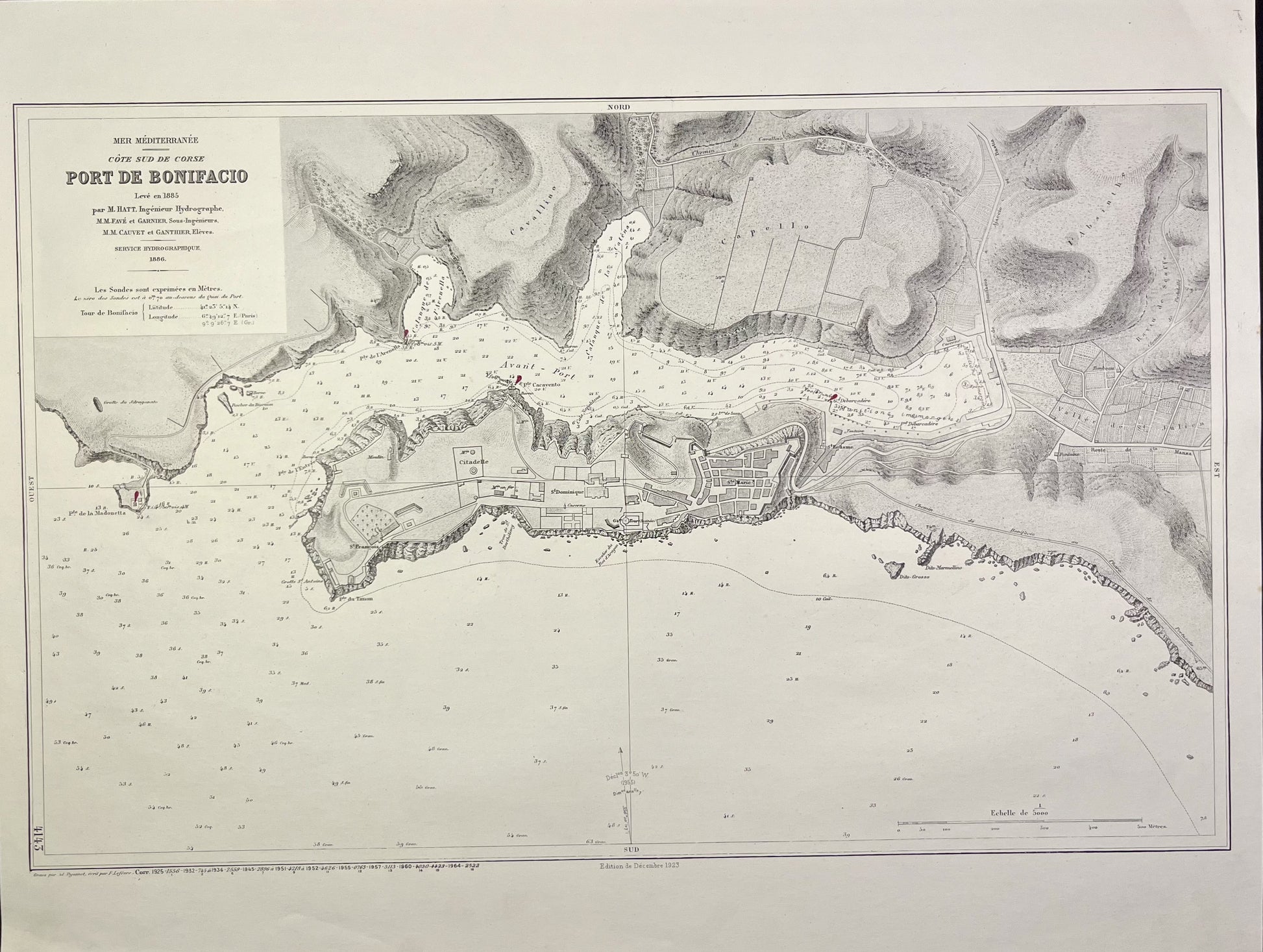 Carte marine ancienne Bonifacio
