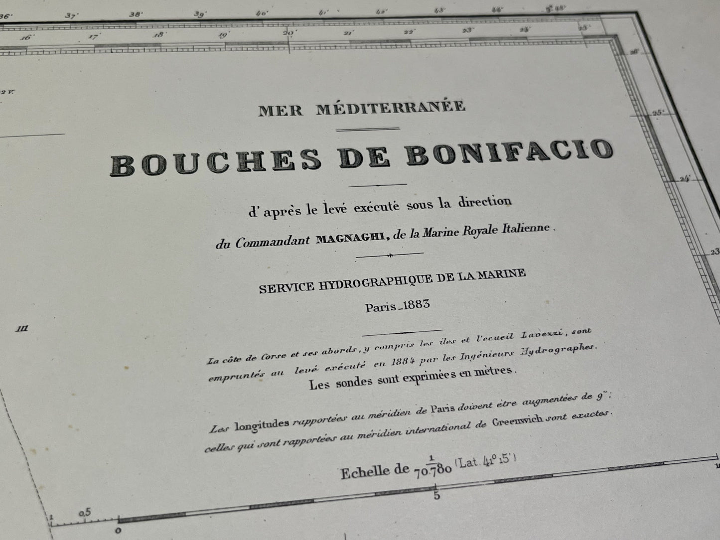 Carte marine ancienne Bouches Bonifacio