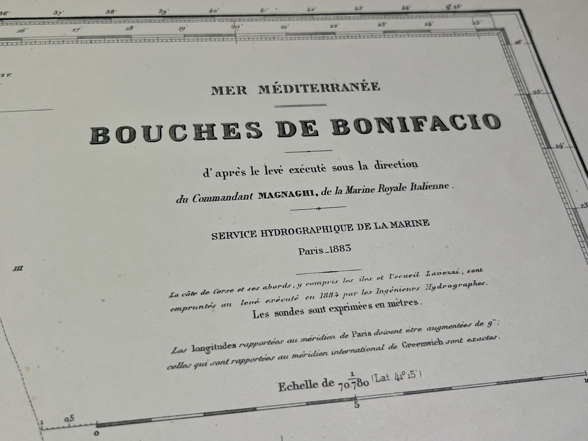 Carte marine ancienne Bouches Bonifacio