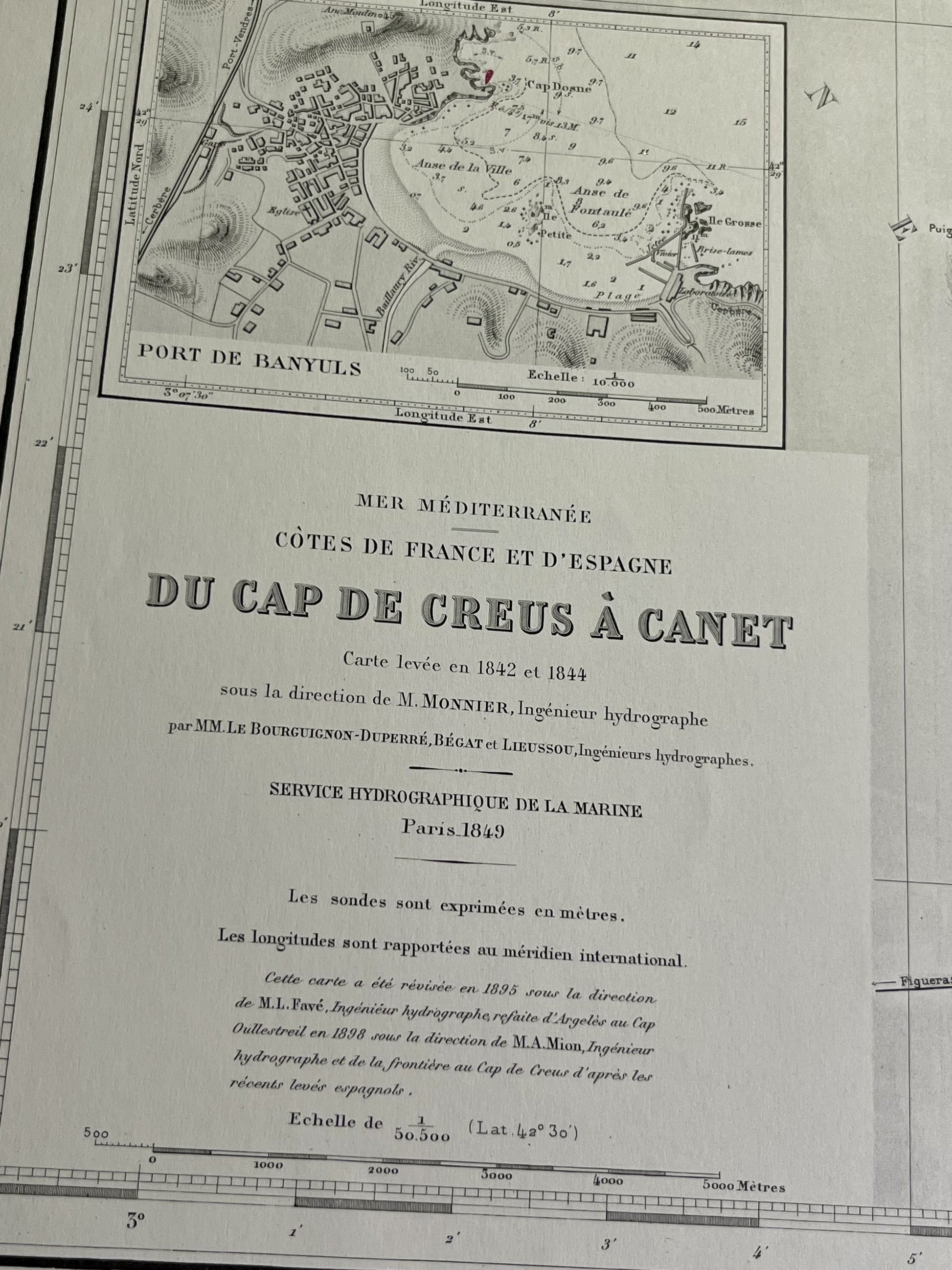 Carte marine ancienne Cap Creus a Canet
