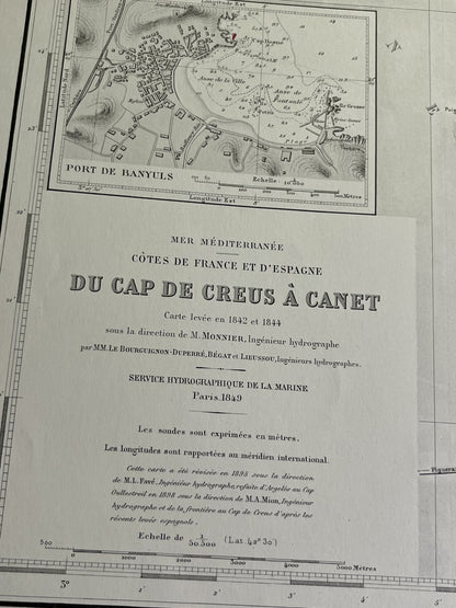 Carte marine ancienne Cap Creus a Canet