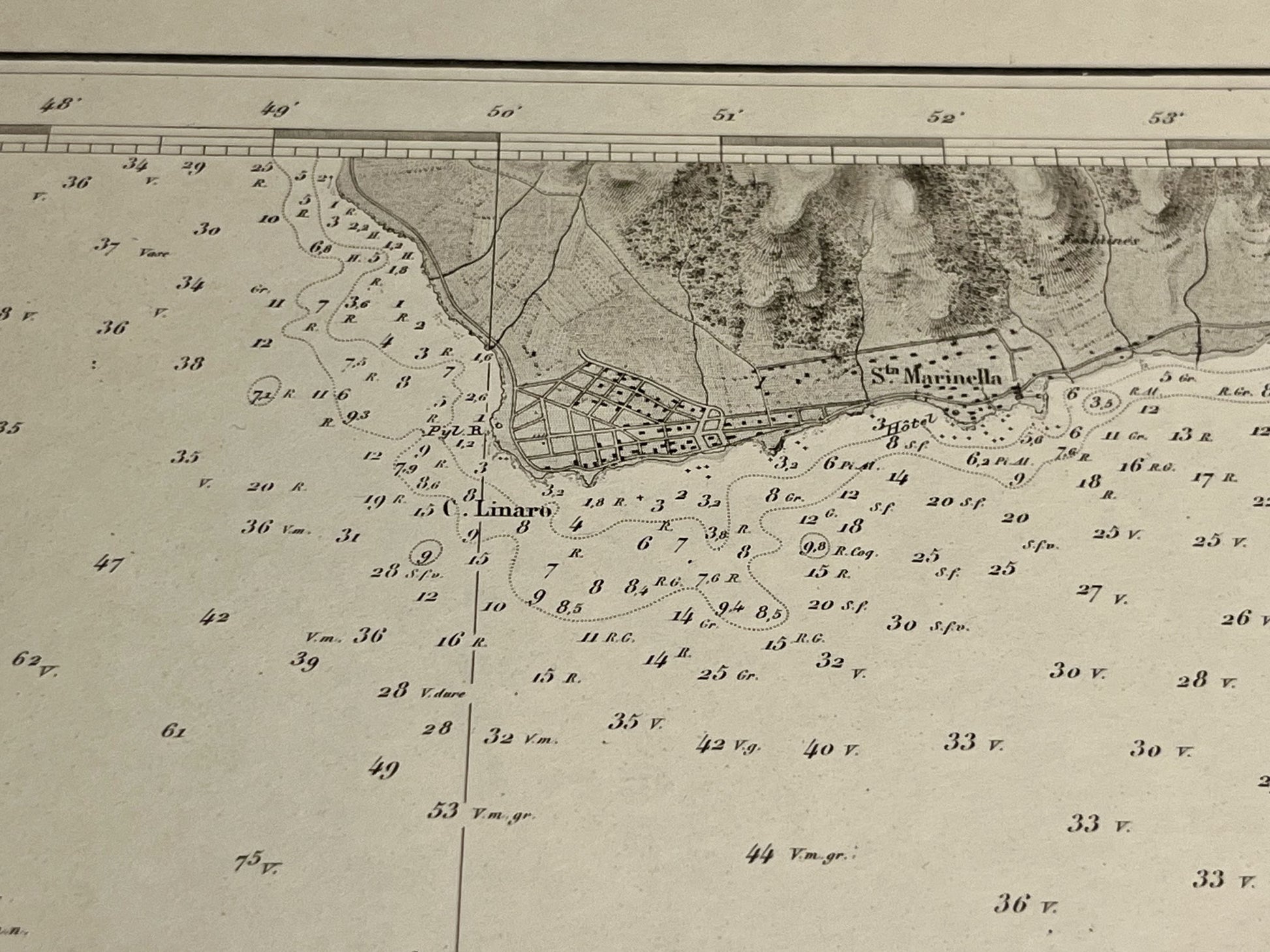 Carte marine ancienne Cap Linaro