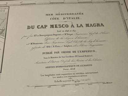 Carte marine ancienne Cap Mesco a la Magra Italie