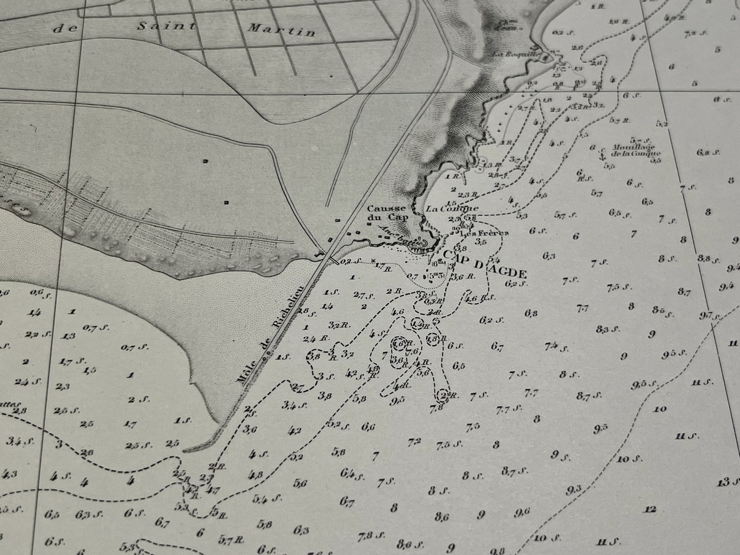 Carte marine ancienne Cap d Agde