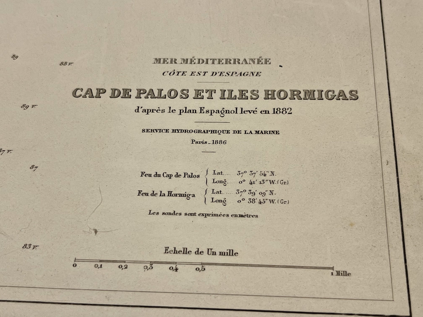 Carte marine ancienne Cap de Palos et Iles Hormigas