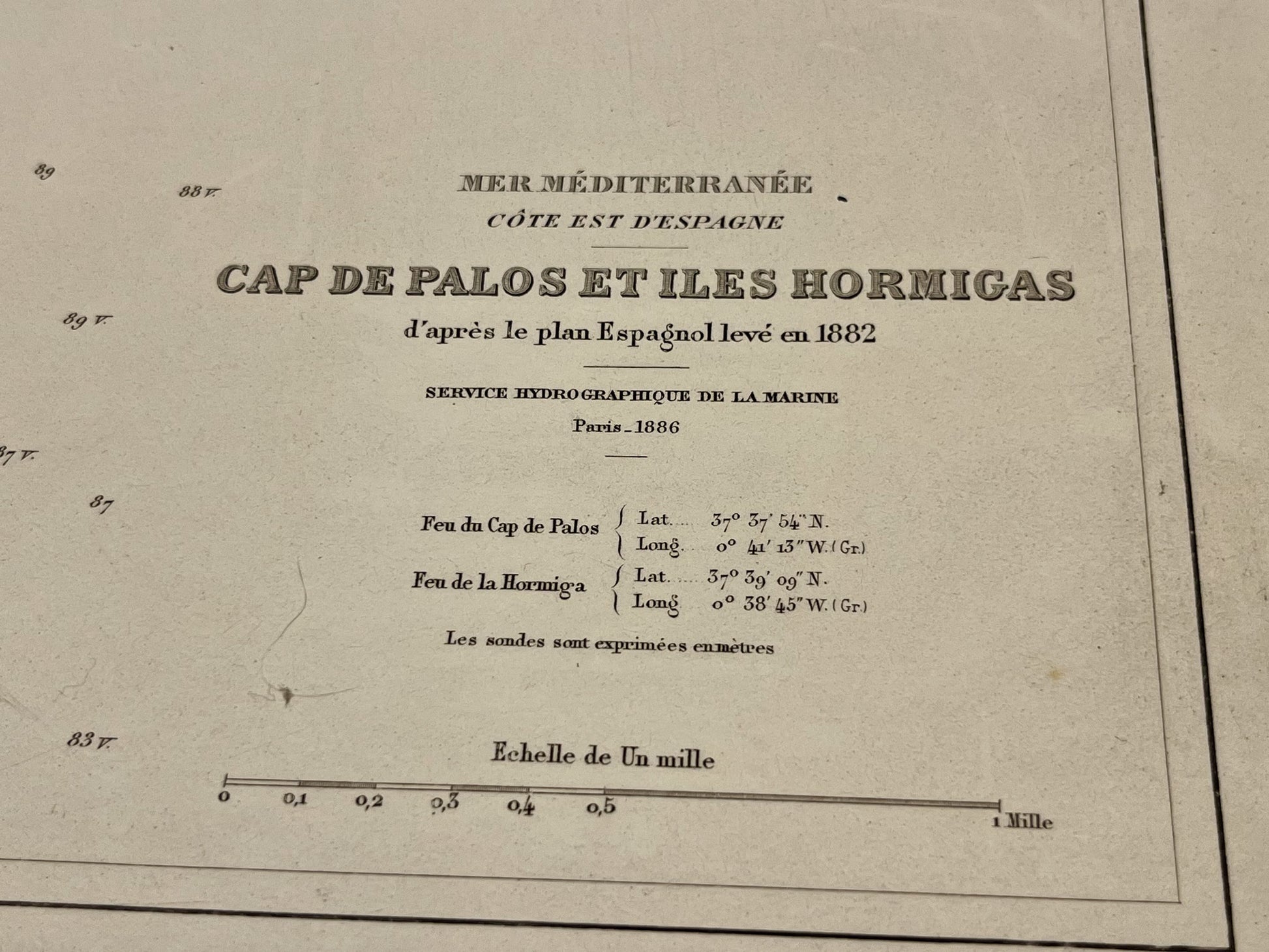 Carte marine ancienne Cap de Palos et Iles Hormigas