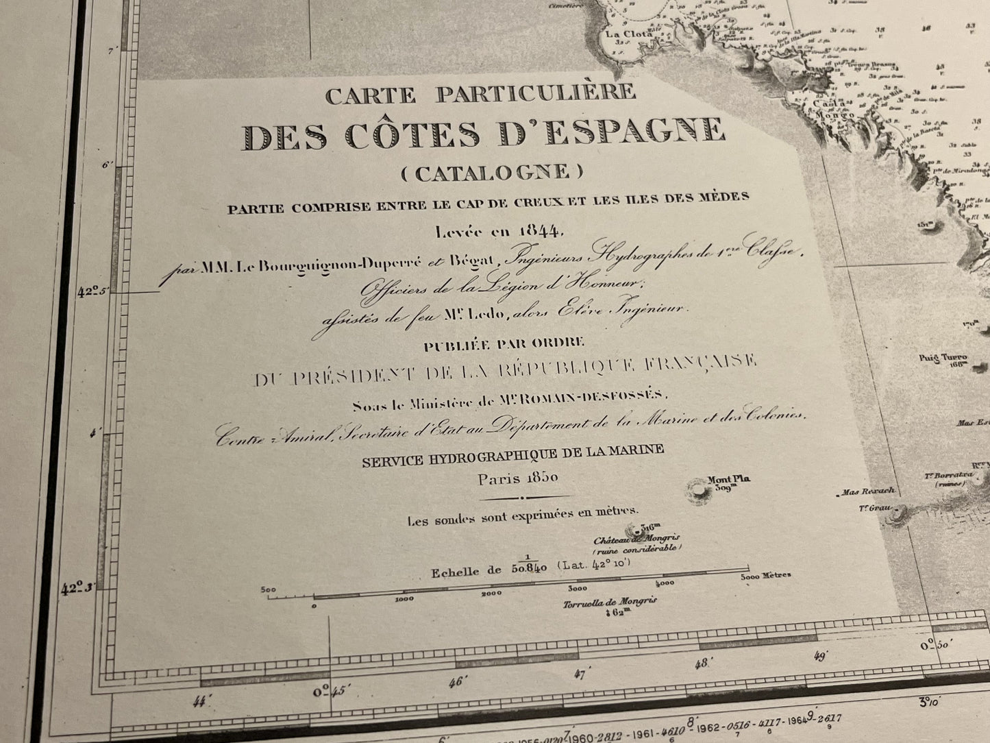 Carte marine ancienne Cote Catalogne Rosas