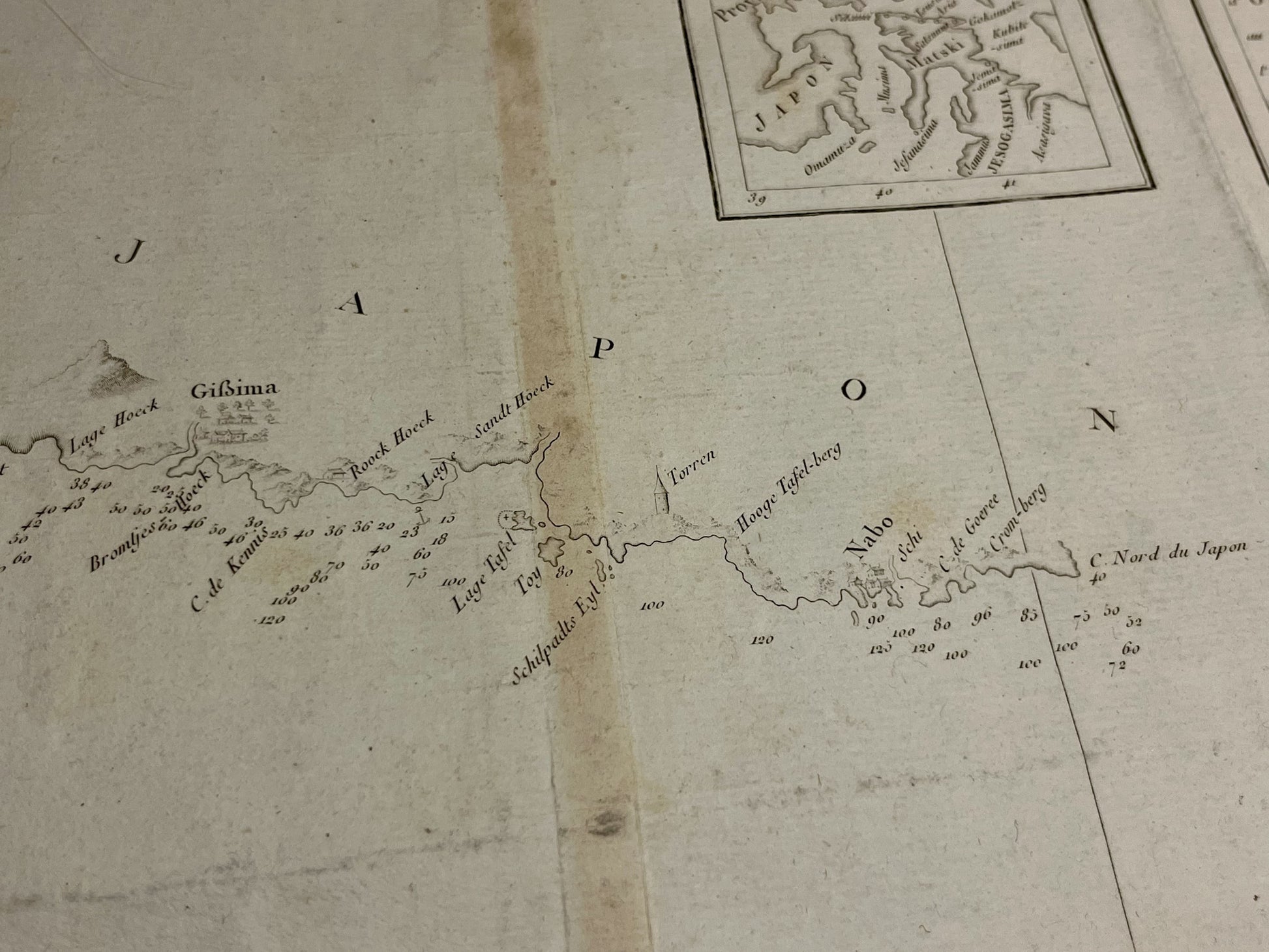 Carte marine ancienne Cote Japon