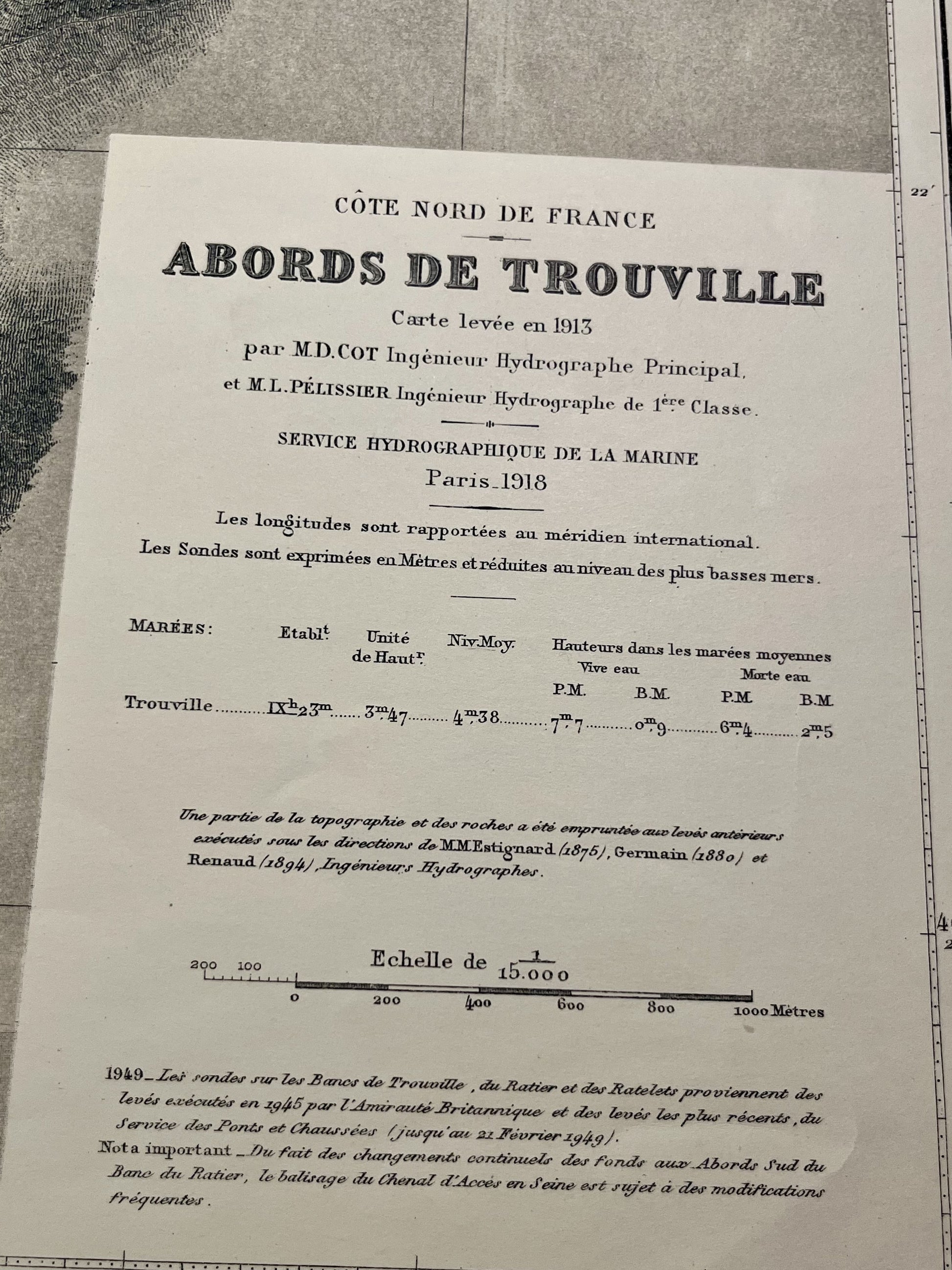 Carte marine ancienne Deauville Trouville