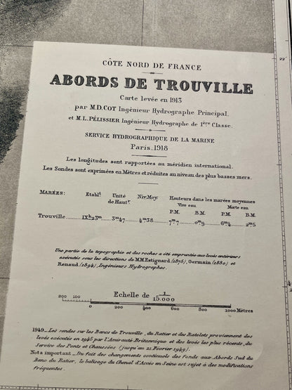 Carte marine ancienne Deauville Trouville